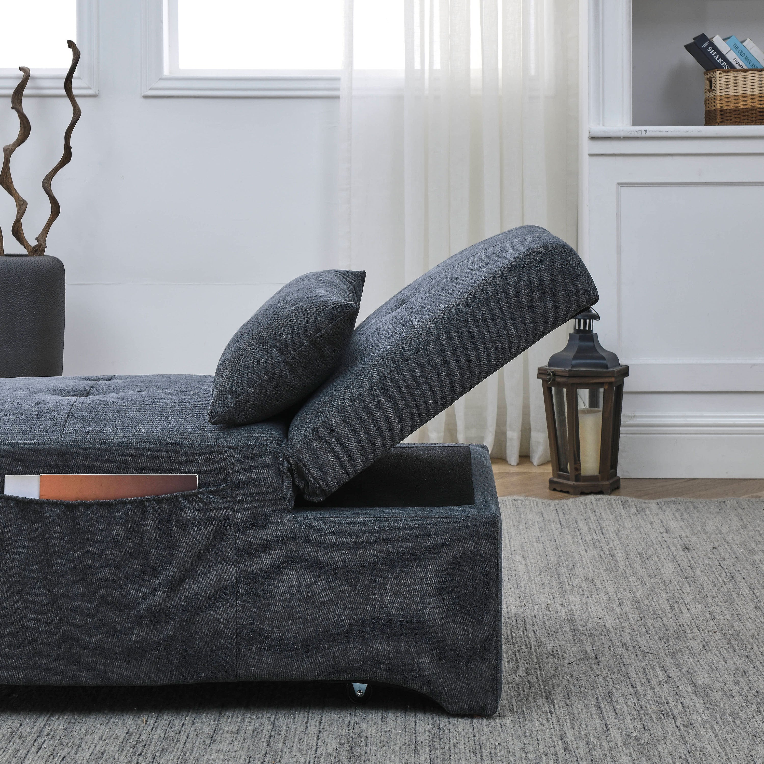 [Video] Welike 24.5"W Sleeper sofa bed, convertible chair 4 in 1 multifunctional folding sleeper sofa bed pull out sleeper sofa bed with adjustable backrest, single bed chair for small spaces - Atlantic Fine Furniture Inc