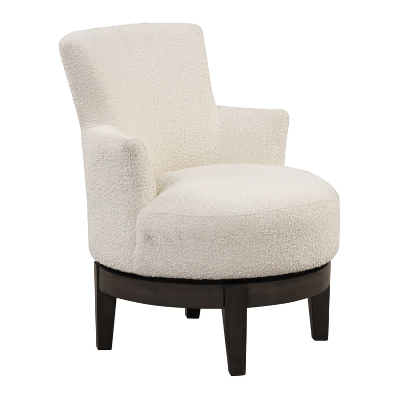 360 Degree Swivel Chair Wingback Accent Chair Elegant Upholstered Seating Durable Rubberwood Legs For Any Space, Beige