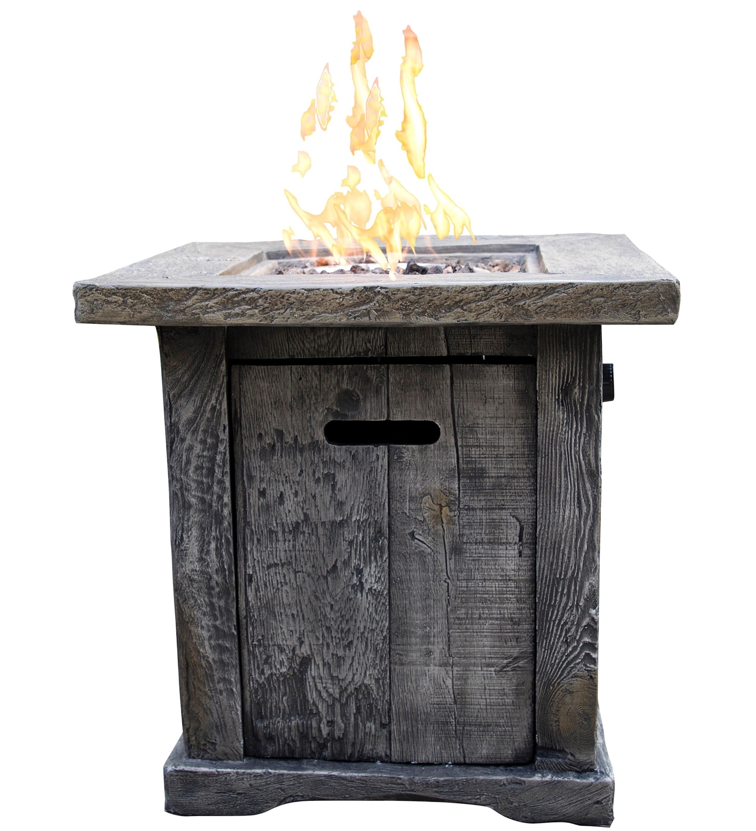 Santiago Wood Look Outdoor Gas Fire Pit - Atlantic Fine Furniture Inc
