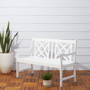 Bradley Outdoor Patio 4-foot Wood Garden Bench in White - Atlantic Fine Furniture Inc