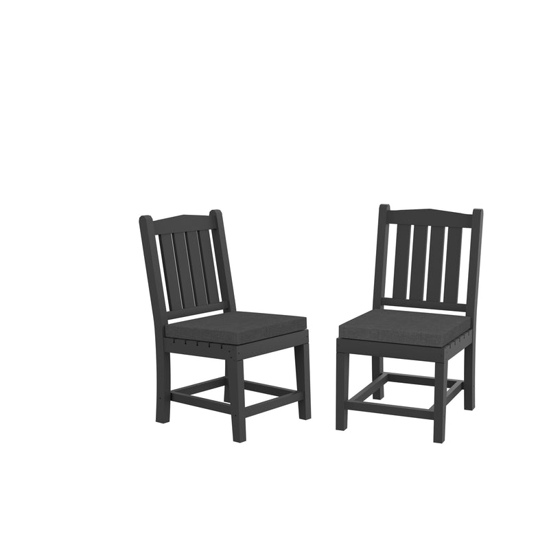 HDPE Dining Chair, Gray, With Cushion, No Armrest, Set of 2