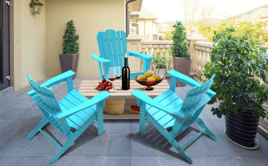 plastic adirondack chair and table