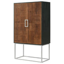 Borman - 2 Door Home Bar Cabinet Wine Storage - Walnut And Black - Atlantic Fine Furniture Inc