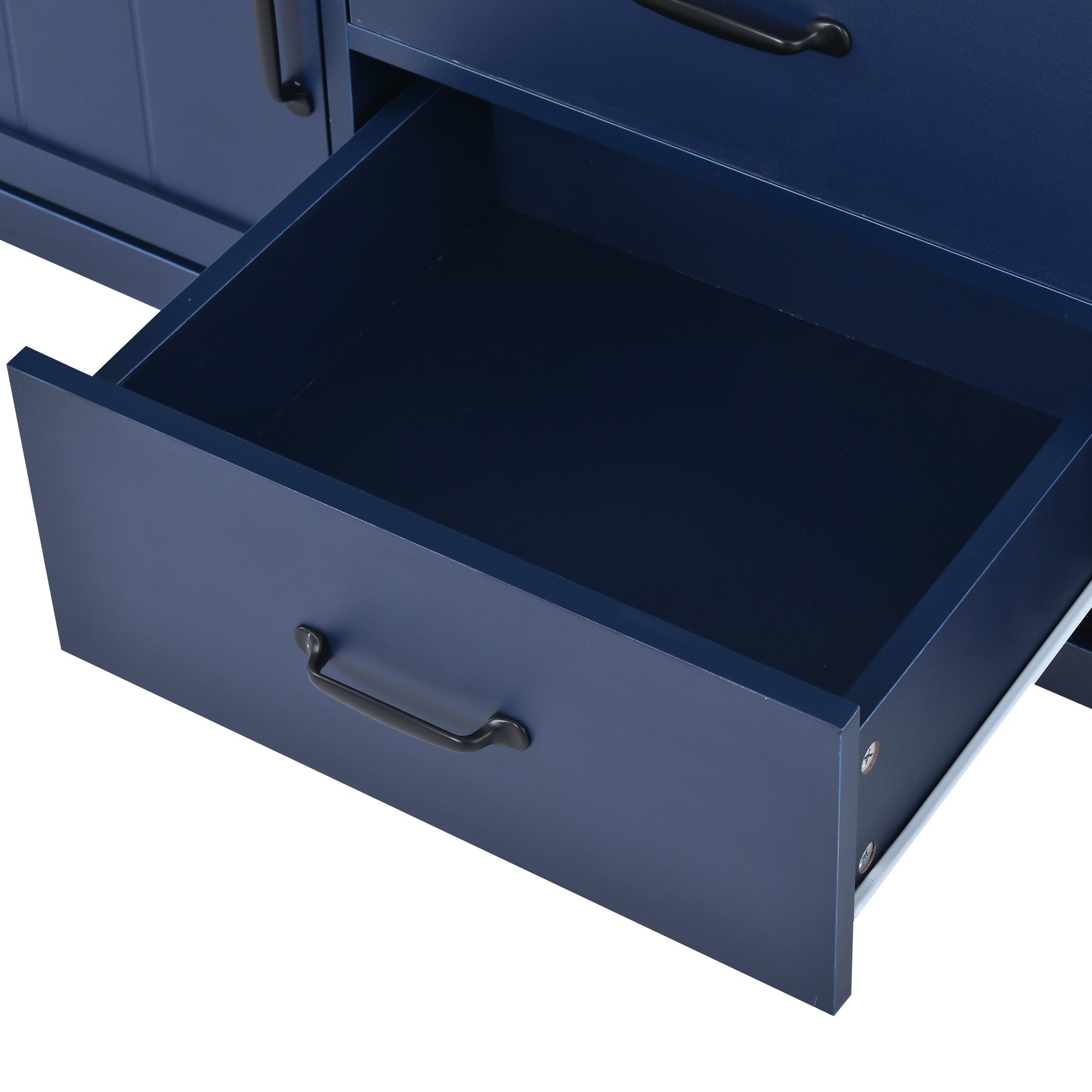 U-Can TV Stand for TV up to 68 in with 2 Doors and 2 Drawers Open Style Cabinet, Sideboard for Living room, Navy - Atlantic Fine Furniture Inc
