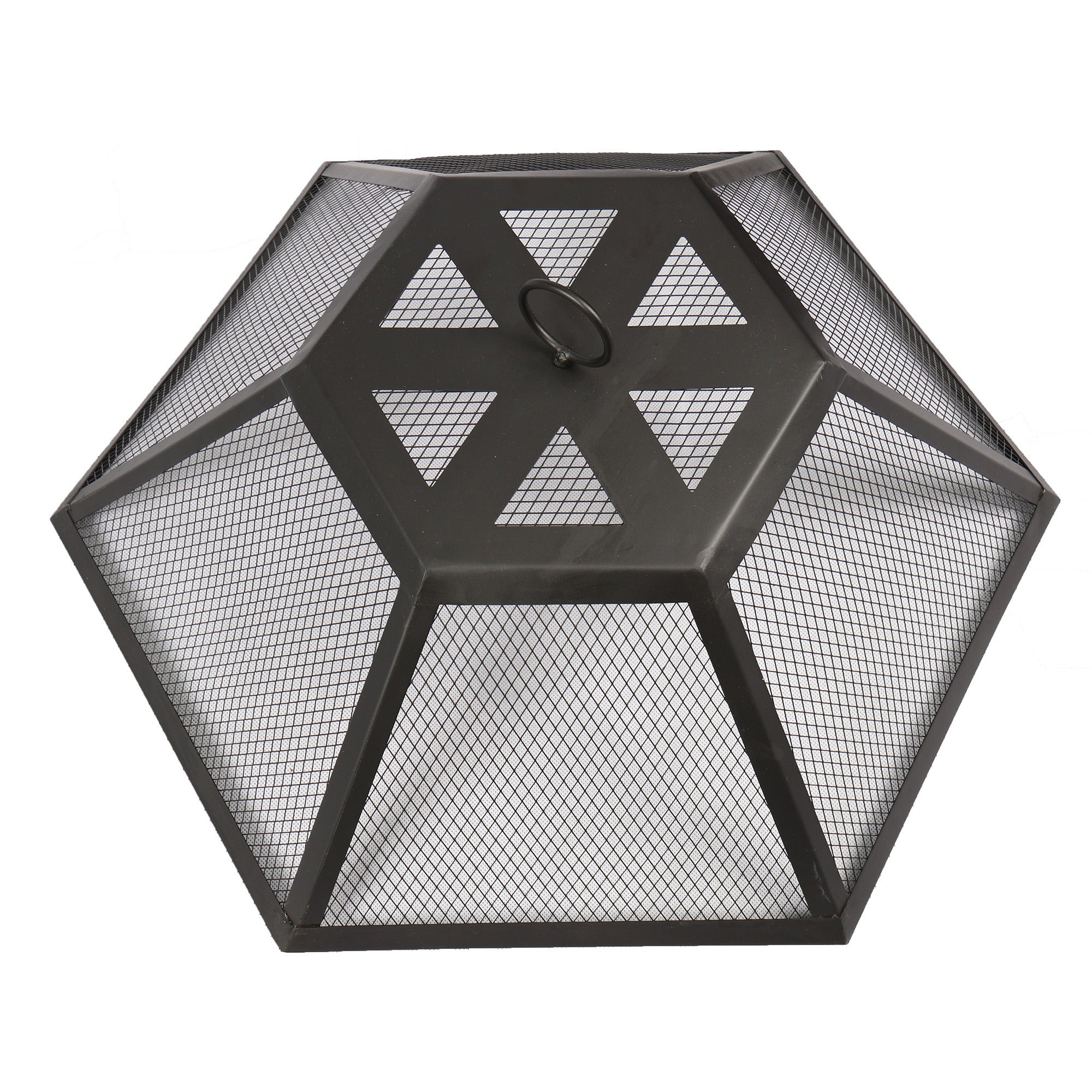 Garden & Outdoor Hex-Shaped wood Fire Pit with Spark Screen Poker and Fireplace Cover - Atlantic Fine Furniture Inc