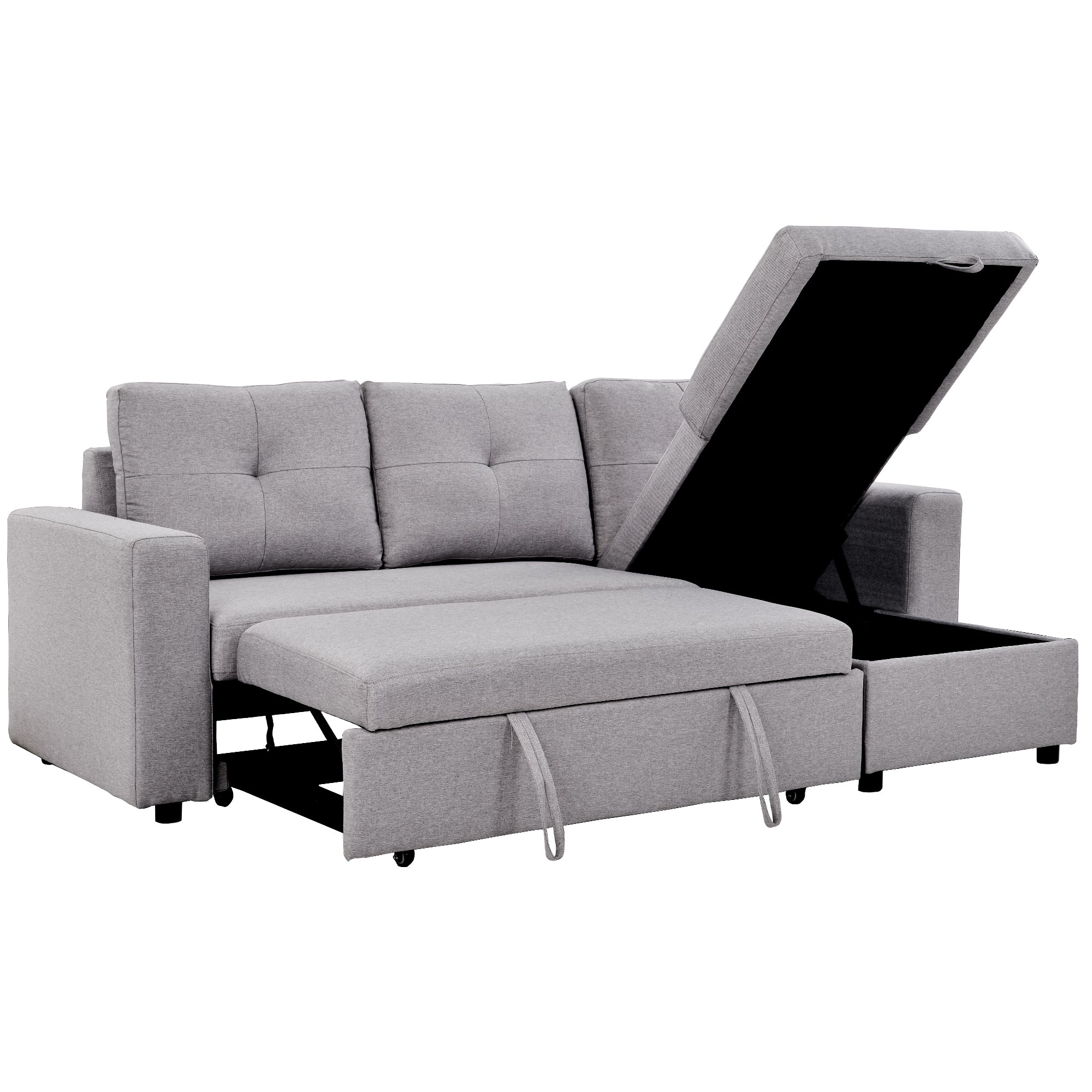 [VIDEO] 90" Reversible Pull out Sleeper L-Shaped Sectional Storage Sofa Bed,Corner sofa-bed with Storage Chaise Left/Right Handed - Atlantic Fine Furniture Inc