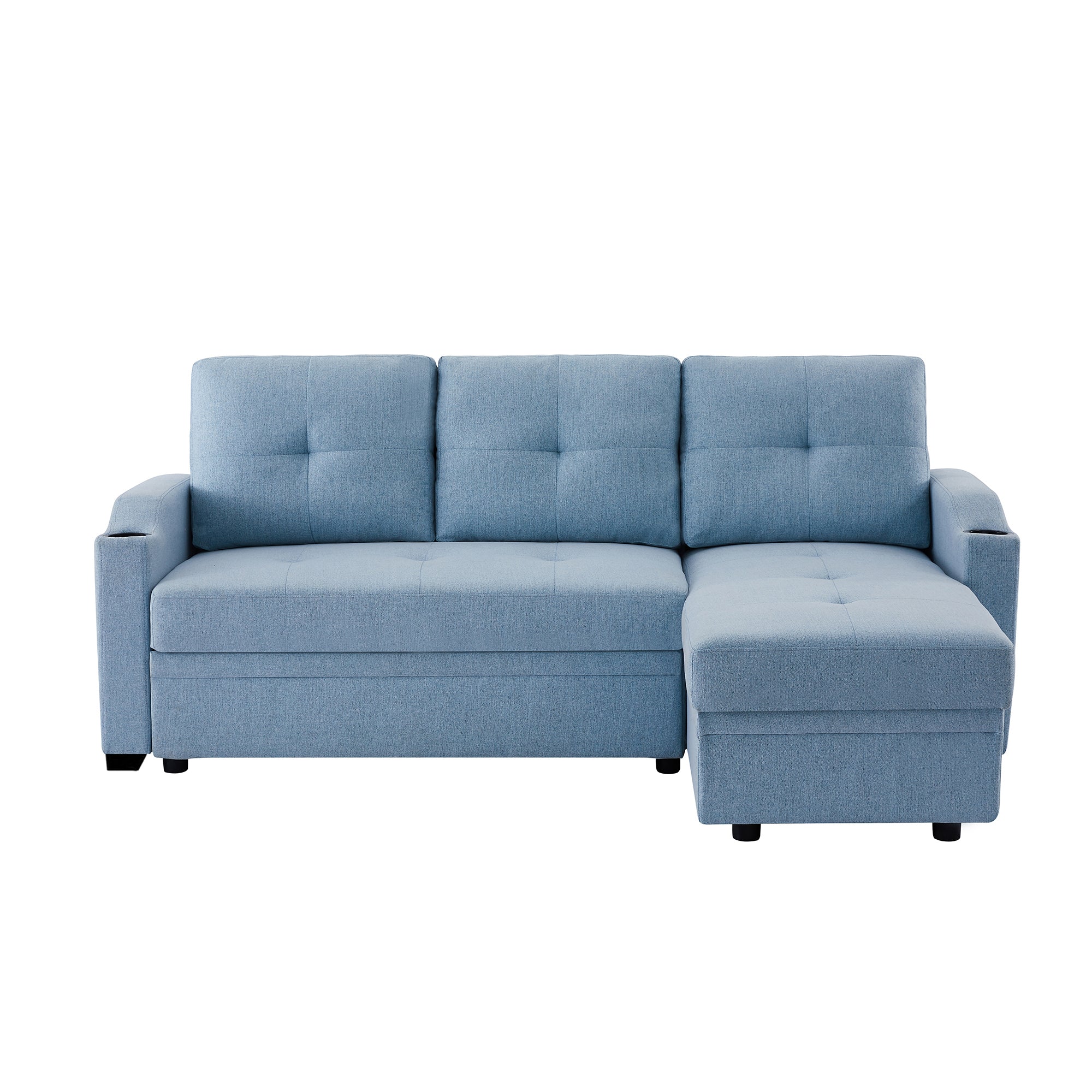Orisfur. 81" Sleeper Sofa Bed Reversible Sectional Couch with Storage Chaise and Two Cup Holders for Living Room Furniture Set - Atlantic Fine Furniture Inc