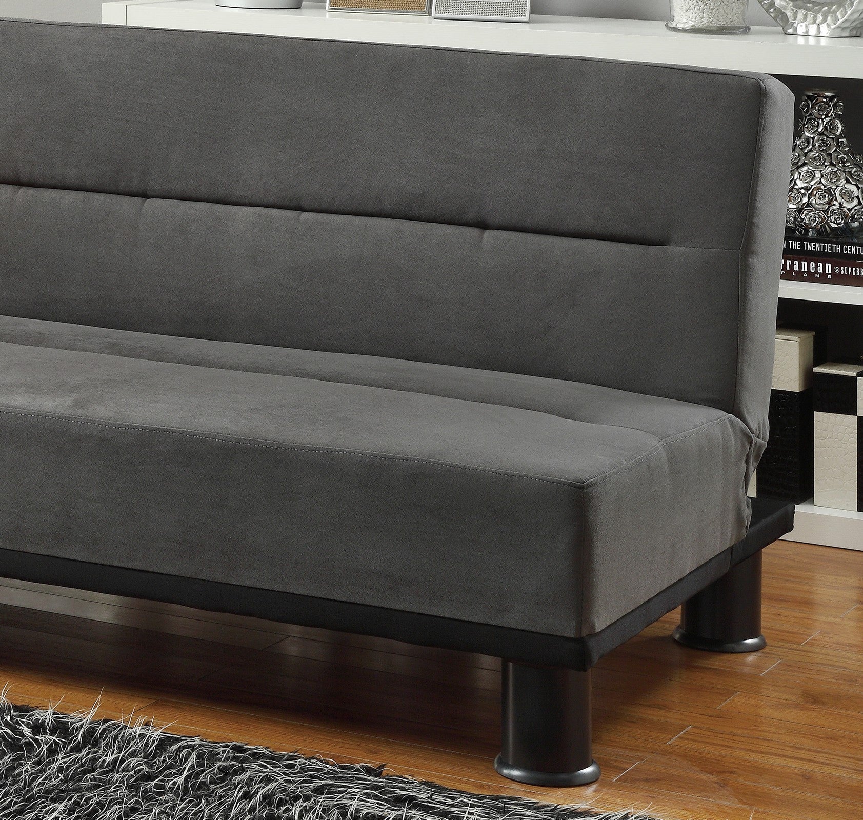 Gray Microfiber Upholstered Elegant Lounger 1pc Solid Wood Plywood Frame Foam Padded Cushions Sofa Sleeper - Atlantic Fine Furniture Inc