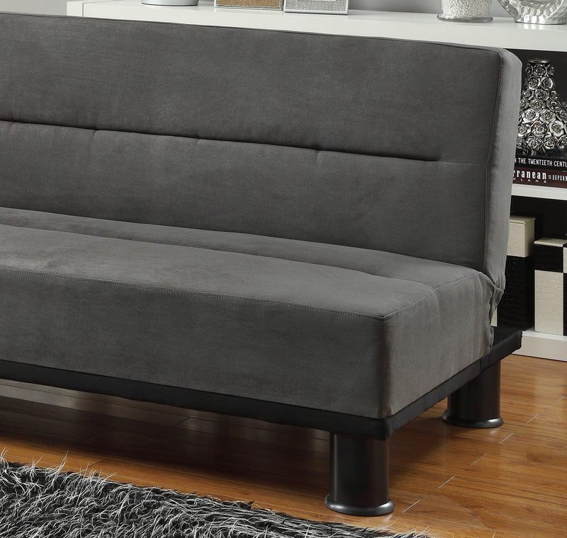 Gray Microfiber Upholstered Elegant Lounger 1pc Solid Wood Plywood Frame Foam Padded Cushions Sofa Sleeper