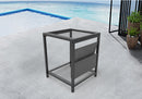 Outdoor Patio Furniture 3 pieces Set Garden Armchair Coffee Side Table,Black Frame, Modern Design - Atlantic Fine Furniture Inc