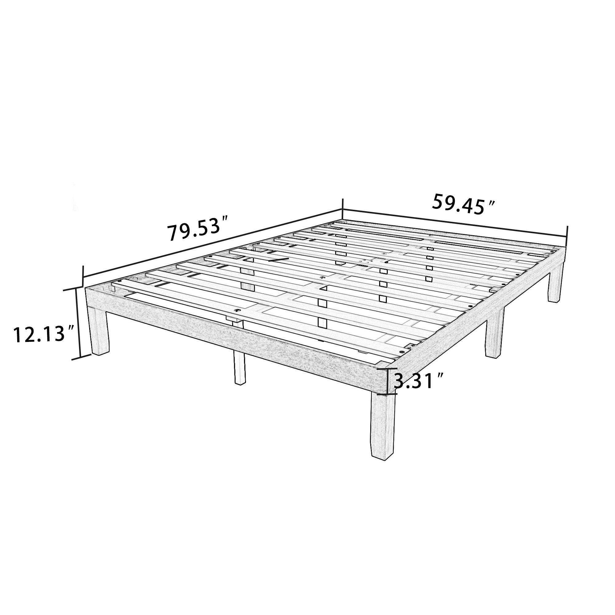 Queen Size Wood Platform Bed Frame, No Box Spring Needed, Strong Wood Slat Support, Easy Assembly - Atlantic Fine Furniture Inc