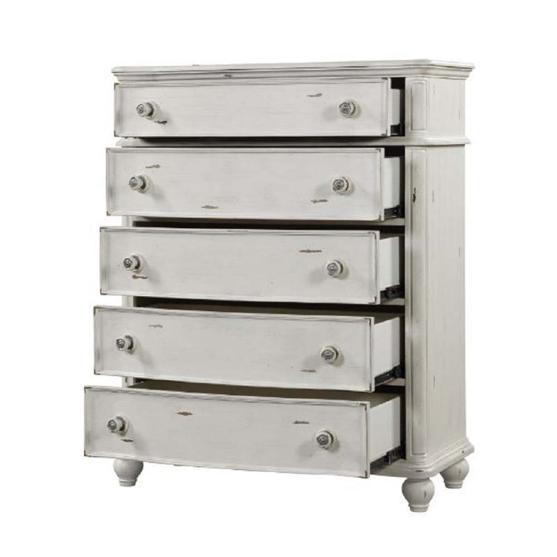 Jaqueline - Chest - Light Gray Linen & Antique White Finish