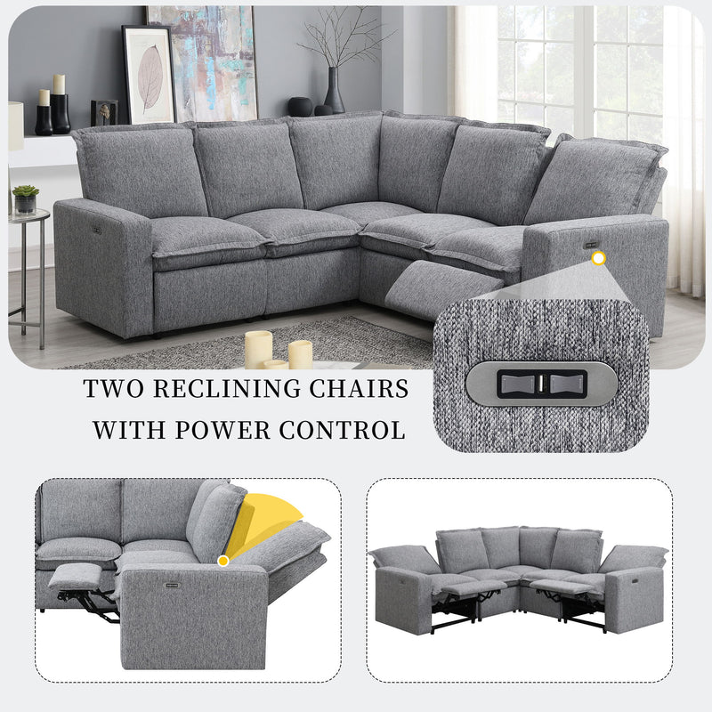 Power Recliner Chair Home Theater Seating Soft Chair With Usb Port For Living Room, Bedroom, Theater Room, Gray