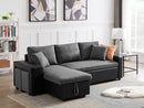Artemax 92.5“Linen Reversible Sleeper Sectional Sofa with storage and 2 stools Steel Gray - Atlantic Fine Furniture Inc