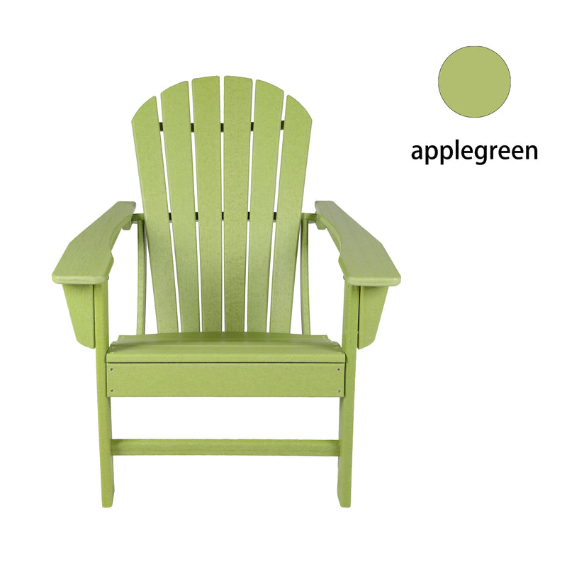 HDPE Adirondack Chair Sunlight Resistant No-Fading Snowstorm Resistant Outdoor Chair Patio Chairs-Ergonomic Comfort, Like Real Wood, Widely Used for Fire Pits, Decks, Gardens - Apple Green