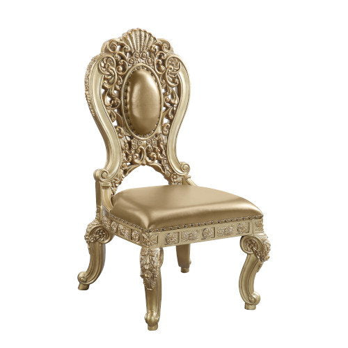 Seville - Side Chair (Set of 2) - Tan PU & Gold Finish - Atlantic Fine Furniture Inc