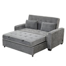 Linen Upholstered Sleeper Bed , Pull Out Sofa Bed Couch attached two throw pillows,Dual USB Charging Port and Adjustable Backrest for Living Room Space,Gray - Atlantic Fine Furniture Inc