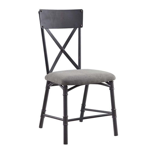 Edina - Side Chair (Set of 2) - Gray Fabric, Oak & Sandy Black Finish - Atlantic Fine Furniture Inc