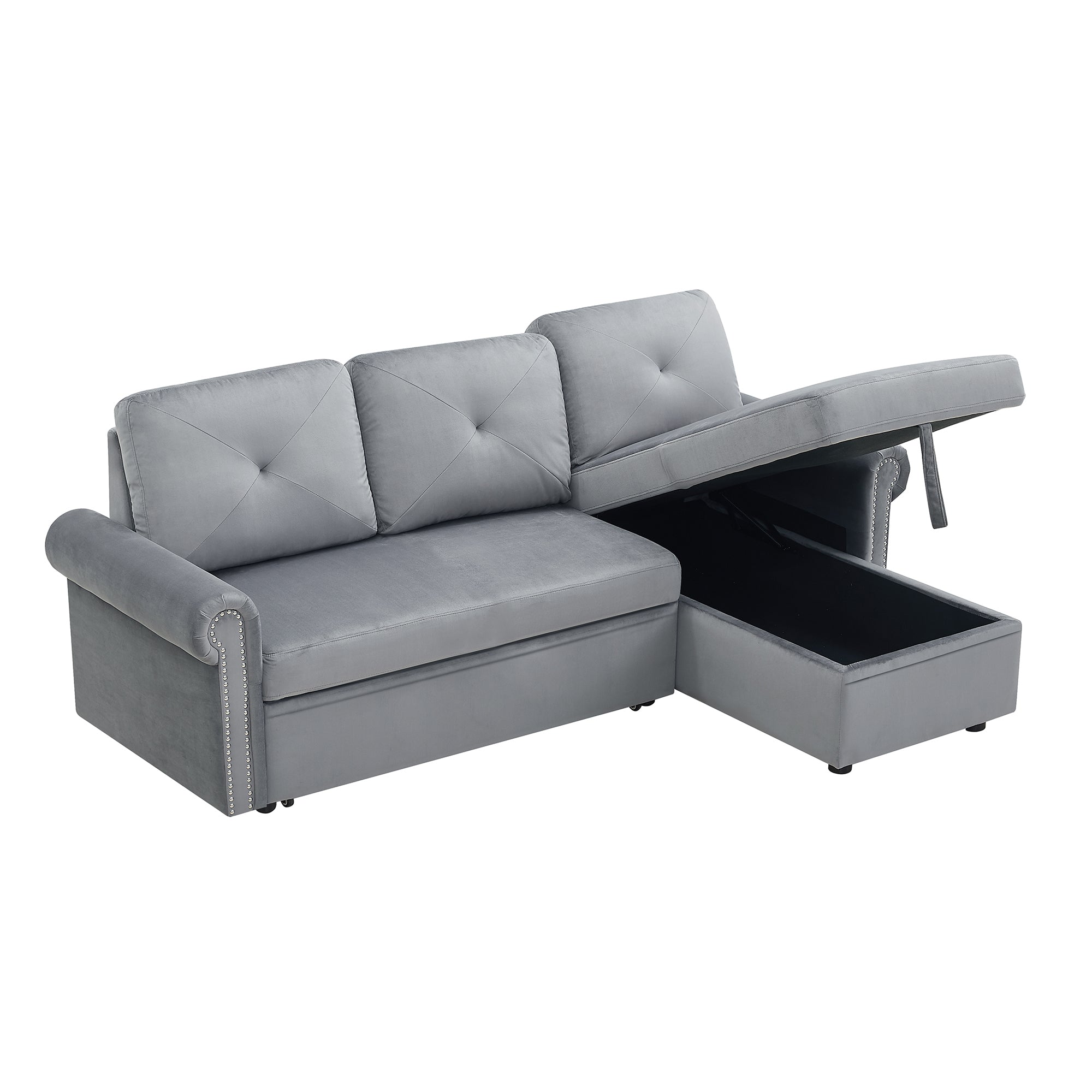 Orisfur. 83" Sleeper Sofa Bed Convertible Sectional Couch, 3-Seater L-Shape Corner Couch with Storage Chaise for Living Room Apartment - Atlantic Fine Furniture Inc