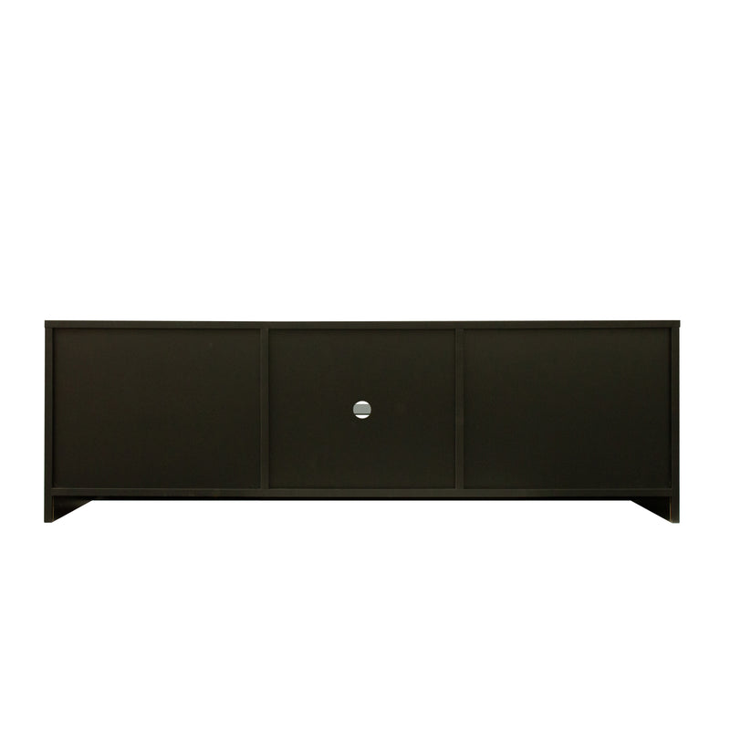 Black TV cabinet with color-changing light strip, suitable for living room, bedroom, etc