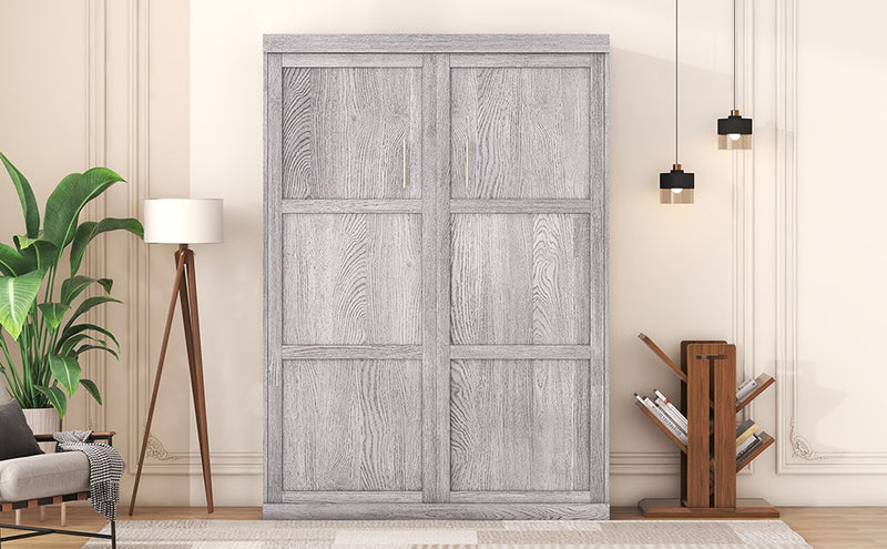Full Size Murphy Bed, Can Be Folded Into A Cabinet, Gray
