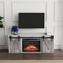 The television cabinet with an electronic fireplace，with Farmhouse Sliding Barn Door ,for TV up to +65 Inch Flat Screen Media Console Table Storage Cabinet Wood Entertainment Center Sturdy - Atlantic Fine Furniture Inc