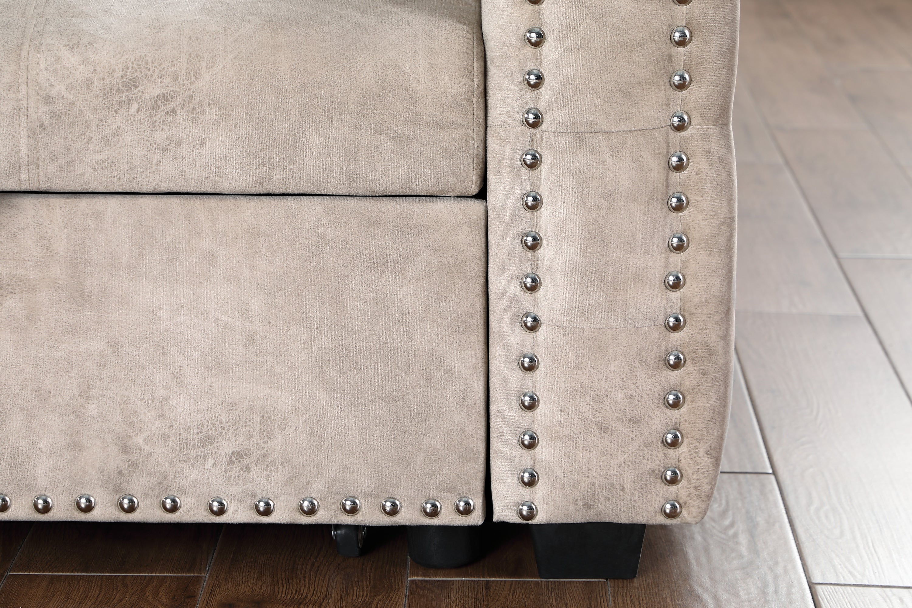 Reversible Sleeper Sectional Storage Sofa Bed,Corner Sofa-Bed With Storage,3 Seat Both Left Handed And Right Handed, Nailheaded - Atlantic Fine Furniture Inc