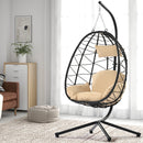 Egg Chair with Stand Indoor Outdoor Swing Chair Patio Wicker Hanging Egg Chair Hanging Basket Chair Hammock Chair with Stand for Bedroom Living Room Balcony - Atlantic Fine Furniture Inc