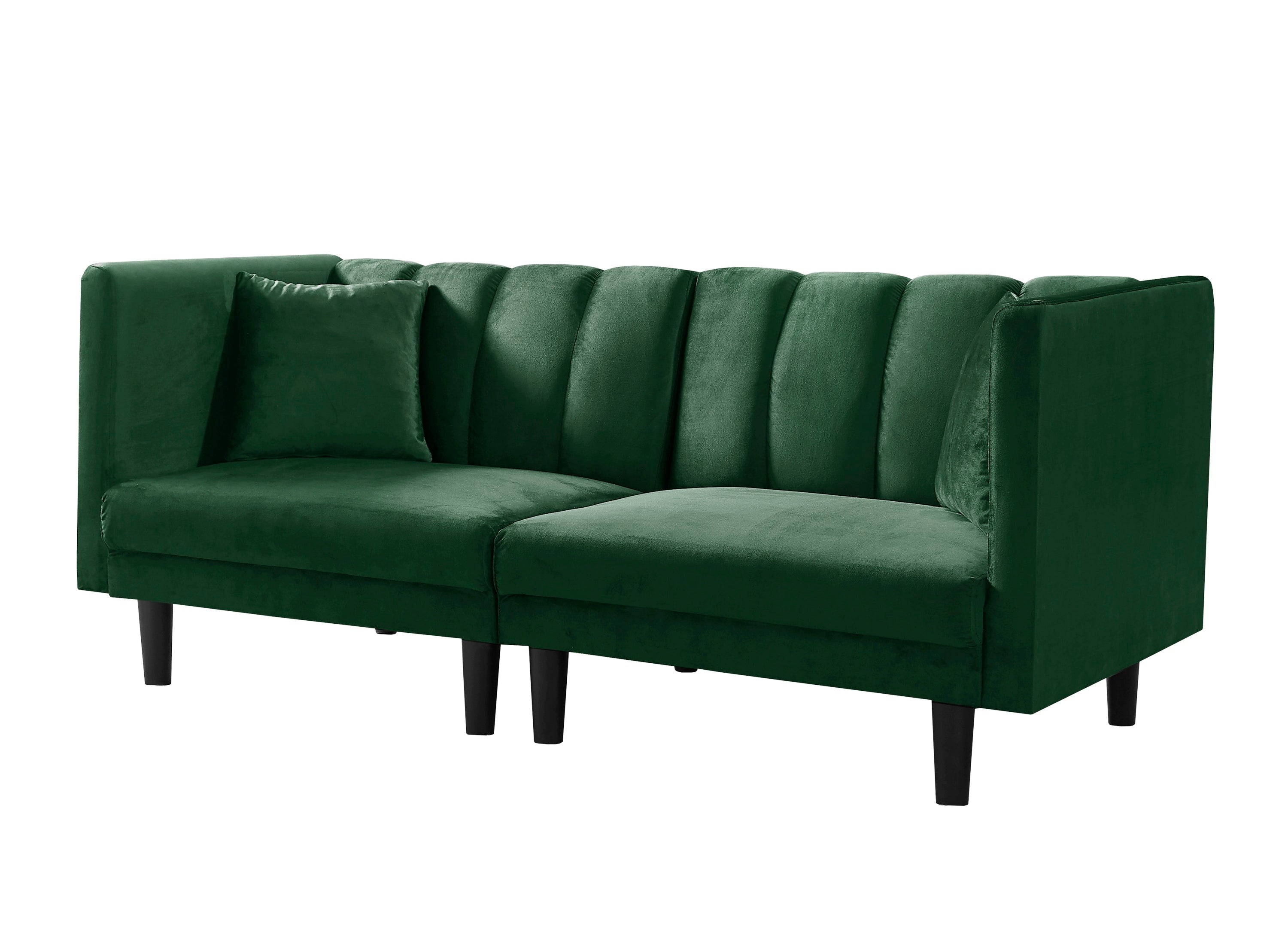 FUTON SOFA SLEEPER GREEN VELVET PLASTIC LEGS(same as W223S01166) - Atlantic Fine Furniture Inc