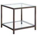 Trini - 1-Shelf Glass Top Side End Table - Black Nickel - Atlantic Fine Furniture Inc