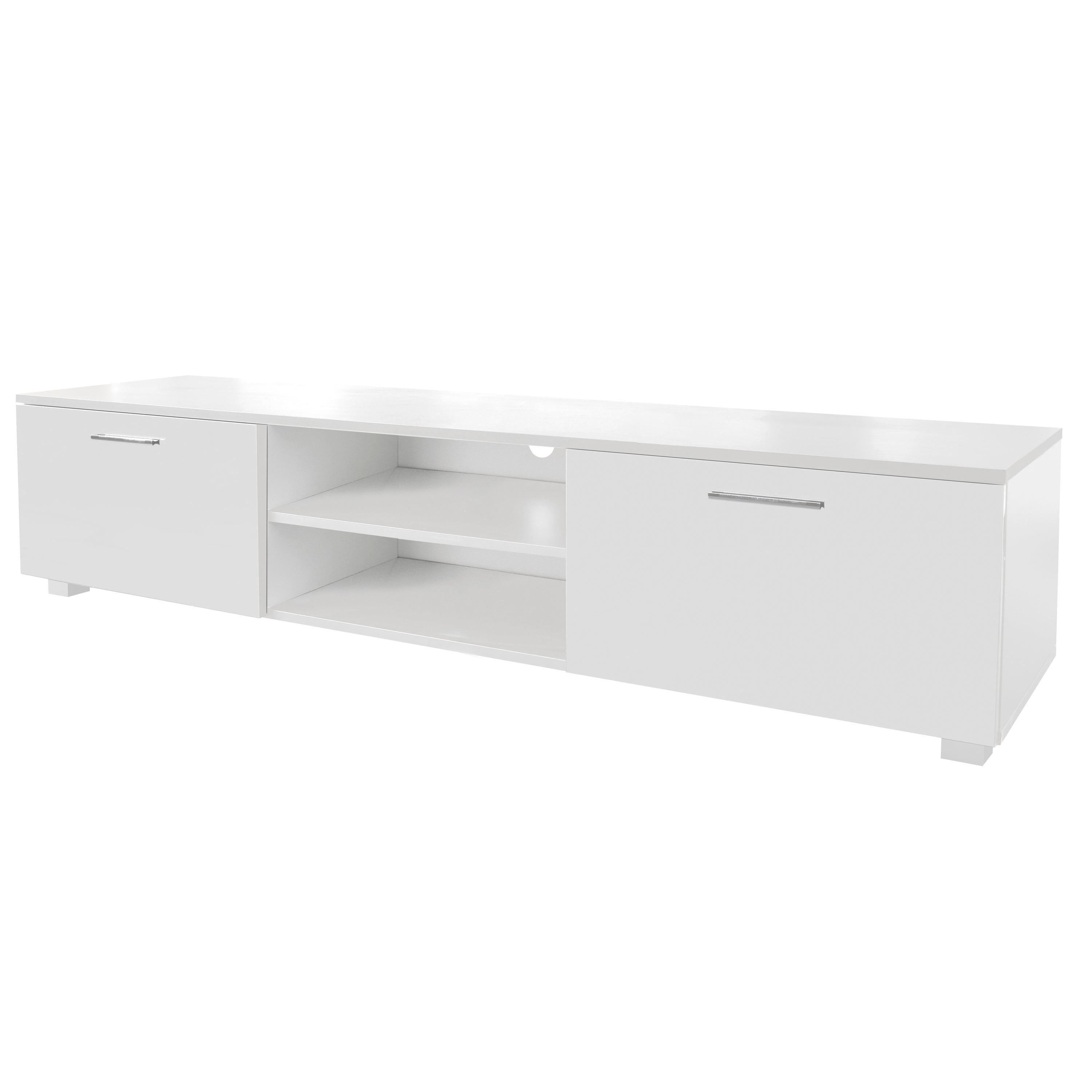 White TV Stand for 70 Inch TV Stands, Media Console Entertainment Center Television Table, 2 Storage Cabinet with Open Shelves for Living Room Bedroom - Atlantic Fine Furniture Inc