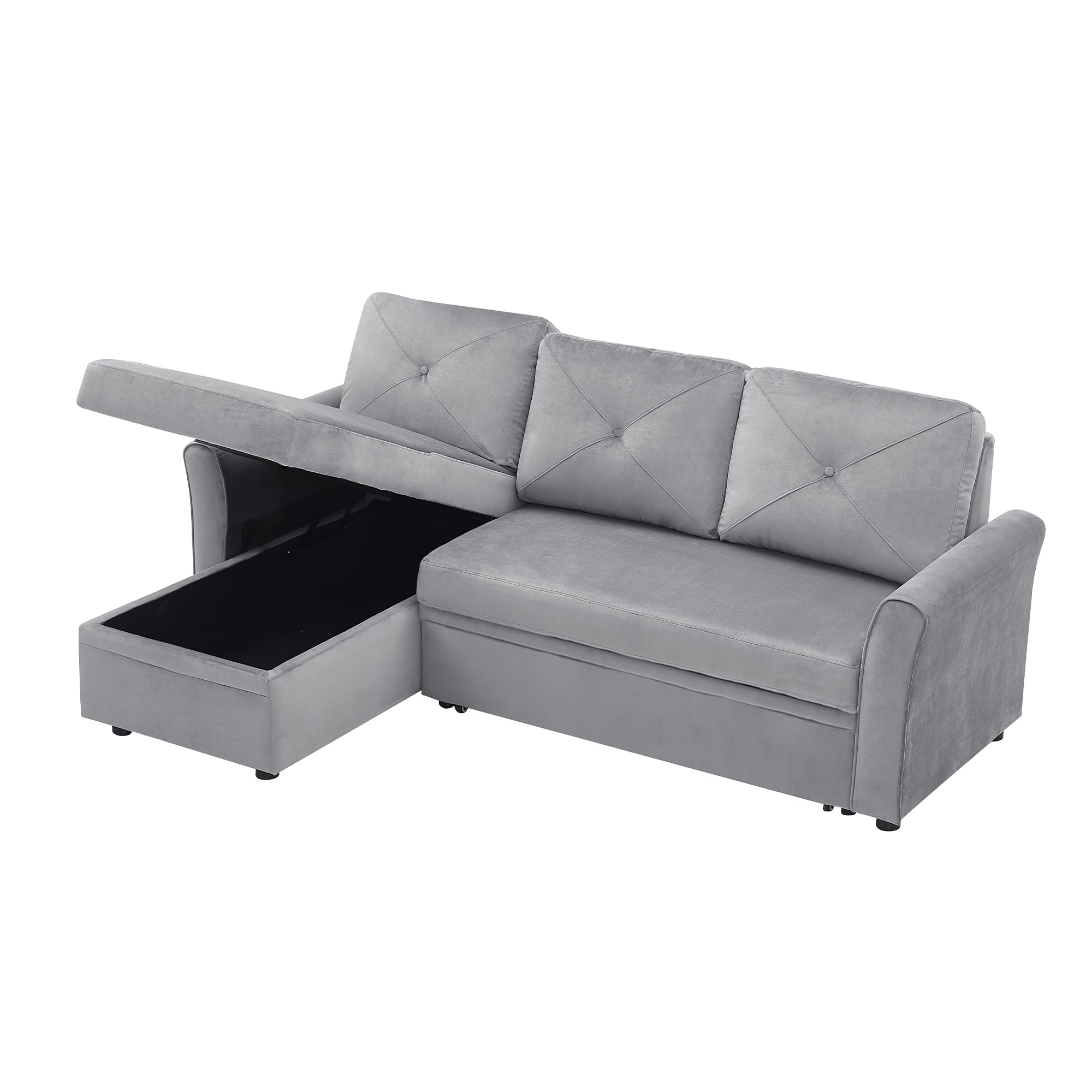 Orisfur. 83" Pull Out Sleeper Sofa Reversible L-Shape 3 Seat Sectional Couch with Storage for Living Room Furniture Set - Atlantic Fine Furniture Inc