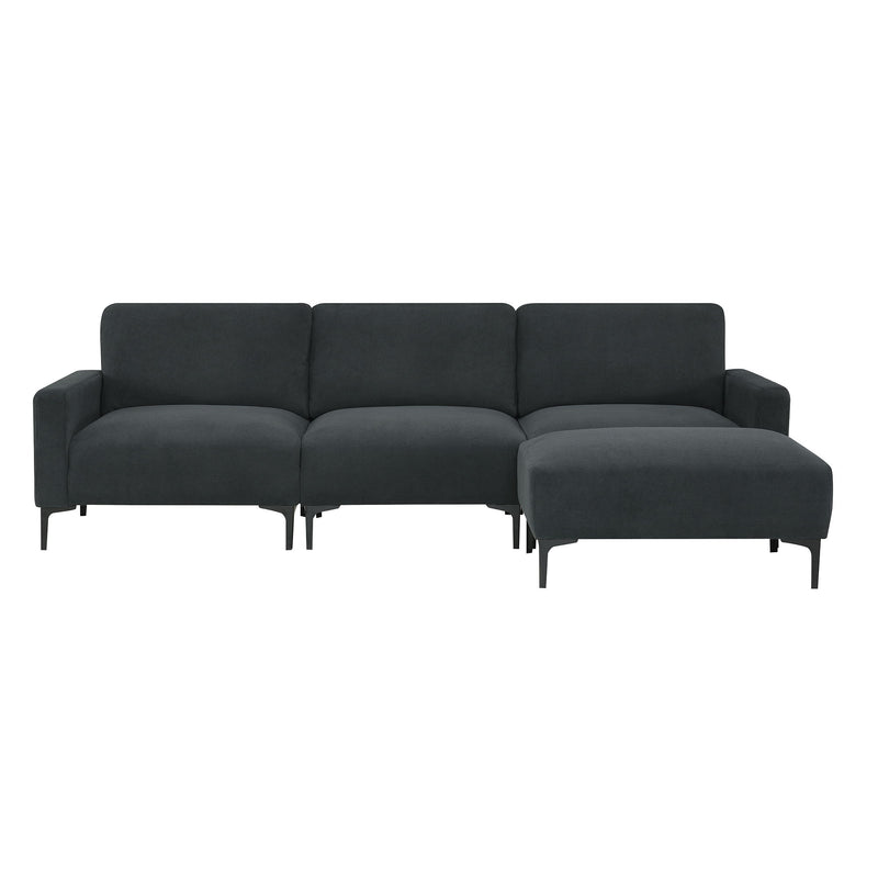 Modern L-Shaped Sectional Sofa, 4 - Seat Velvet Fabric Couch Set With Convertible Ottoman, Freely Combinable Sofa For Living Room, Apartment, Office, Apartment