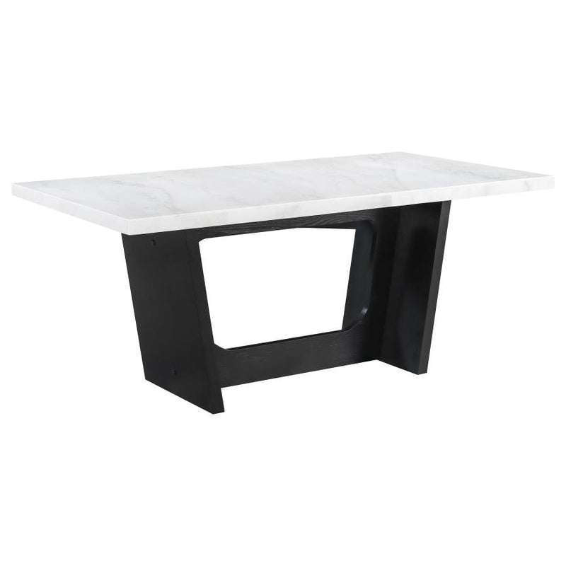 Sherry - Trestle Base Marble Top Dining Table - Espresso And White