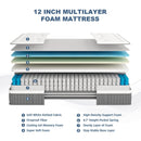 King Mattress,12 Inch Euro Top Hybrid Mattress, Gel Memory Foam with Pocket Spring Mattress in a Box for Cool Sleep and Balance Support, Medium Feel Mattress, CertiPUR-US Certified - Atlantic Fine Furniture Inc