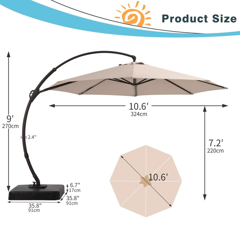 LAUSAINT HOME 10FT Deluxe Patio Umbrella with Base,Outdoor Large Hanging Cantilever Curvy Umbrella with 360° Rotation for Pool,Garden,Deck, Lawn(10FT-CHAMPAGNE) - Atlantic Fine Furniture Inc