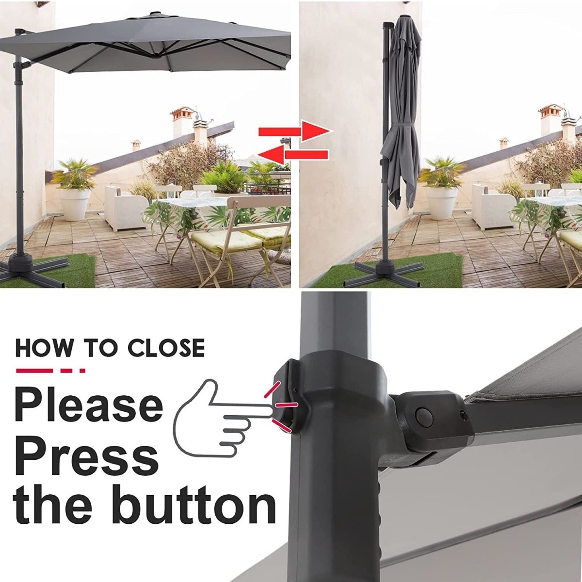 LAUSAINT HOME 8 Ft Patio Umbrella,Outdoor Cantilever Offset Umbrella with Crank & Cross Base & 360-Degree Rotation Device,Square 95% UV Protection Sun Umbrella for Backyard Poolside Garden Deck (Dark - Atlantic Fine Furniture Inc