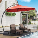 LAUSAINT HOME Outdoor Patio Umbrellas, 11FT Outdoor Umbrella with Base Included, Upgraded Curvy Aluminum Offset Cantilever Umbrella with 360°Rotation Deisgn for Garden Pool Backyard Market Deck - Atlantic Fine Furniture Inc