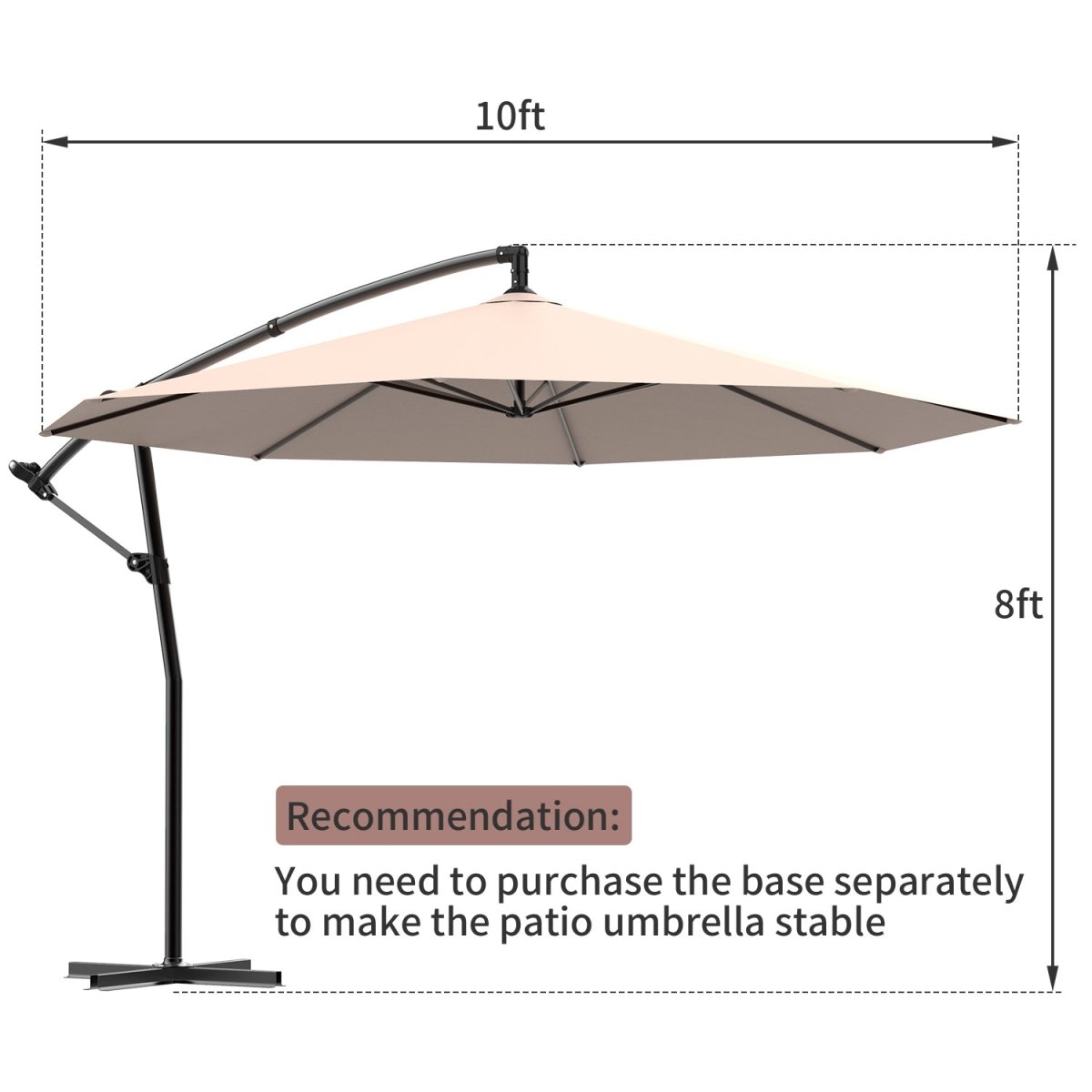 LAUSAINT HOME Patio Umbrellas Cantilever Umbrella Offset Hanging Umbrellas 10 FT Outdoor Market Umbrella for Garden, Deck, Backyard, Pool and Beach - Atlantic Fine Furniture Inc