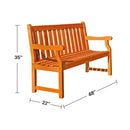 Malibu Outdoor Patio 4-foot Wood Garden Bench - Atlantic Fine Furniture Inc