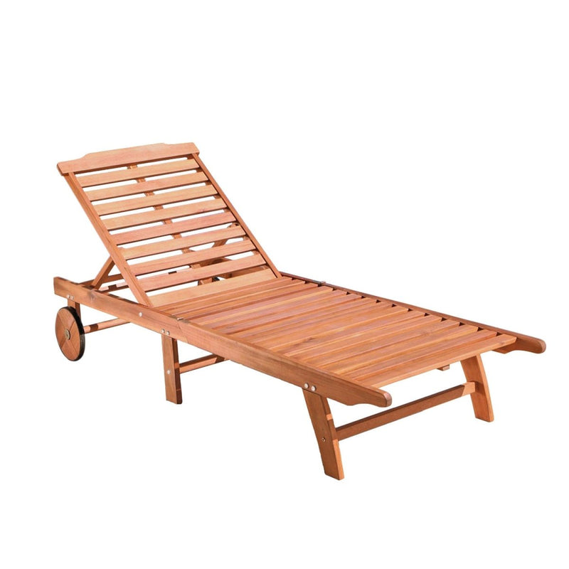 Malibu Outdoor Wood Folding Sunbathing Chaise Lounge - Atlantic Fine Furniture Inc