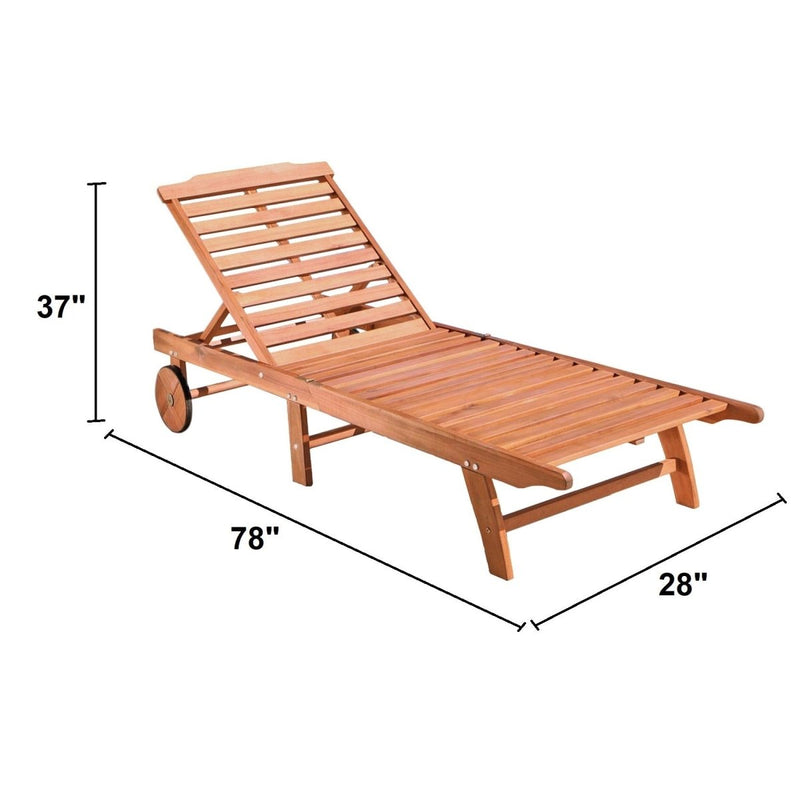 Malibu Outdoor Wood Folding Sunbathing Chaise Lounge - Atlantic Fine Furniture Inc