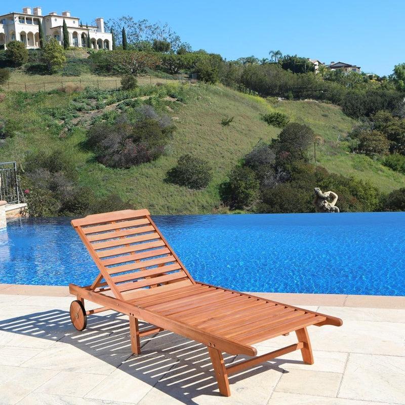 Malibu Outdoor Wood Folding Sunbathing Chaise Lounge - Atlantic Fine Furniture Inc