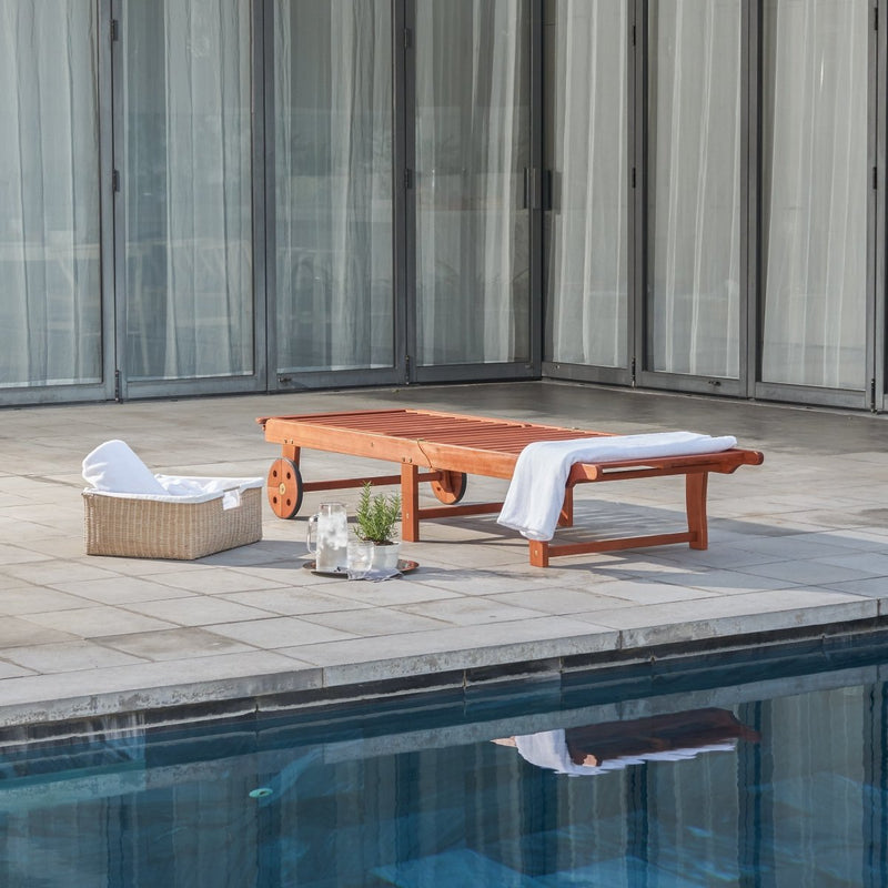 Malibu Outdoor Wood Folding Sunbathing Chaise Lounge - Atlantic Fine Furniture Inc