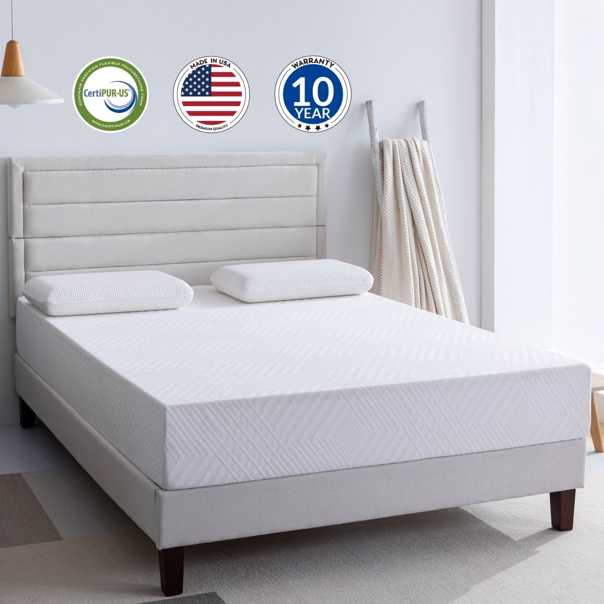 Memory Foam Full Mattress, 10 inch Gel Memory Foam Mattress for a Cool Sleep, Bed in a Box, Green Tea Infused, CertiPUR-US Certified, Made in USA - Atlantic Fine Furniture Inc