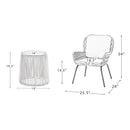 Messina Patio Bistro Set 3 Piece Outdoor Rattan Seating Group with Cushions - Atlantic Fine Furniture Inc