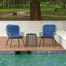 Messina Patio Bistro Set 3 Piece Outdoor Rattan Seating Group with Cushions - Atlantic Fine Furniture Inc